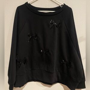 LOFT Black Bow-Accent Sweatshirt